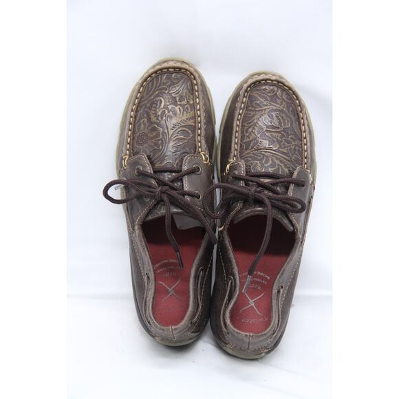 Twisted X Shoes Women's Size 7M Brown Embossed Floral Driving Moc Toe WDM0070 - Picture 5 of 7